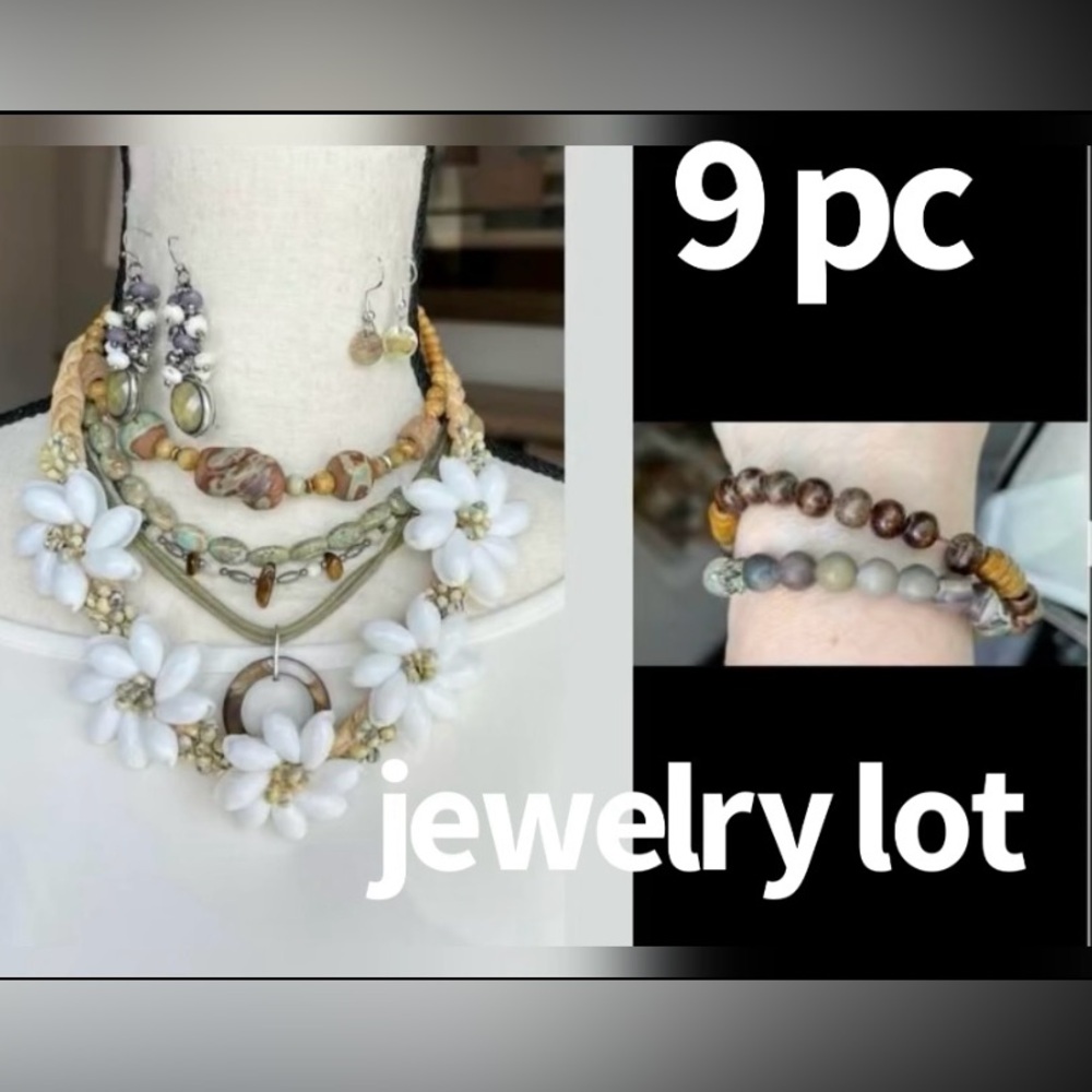 Jewelry lot neutral tones 9pc - jewelry